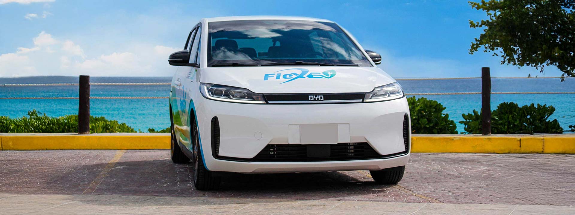 Eco-friendly BYD electric vehicle in Cancun, offering sustainable and efficient transportation to the Cancun Airport for a smooth travel experience.