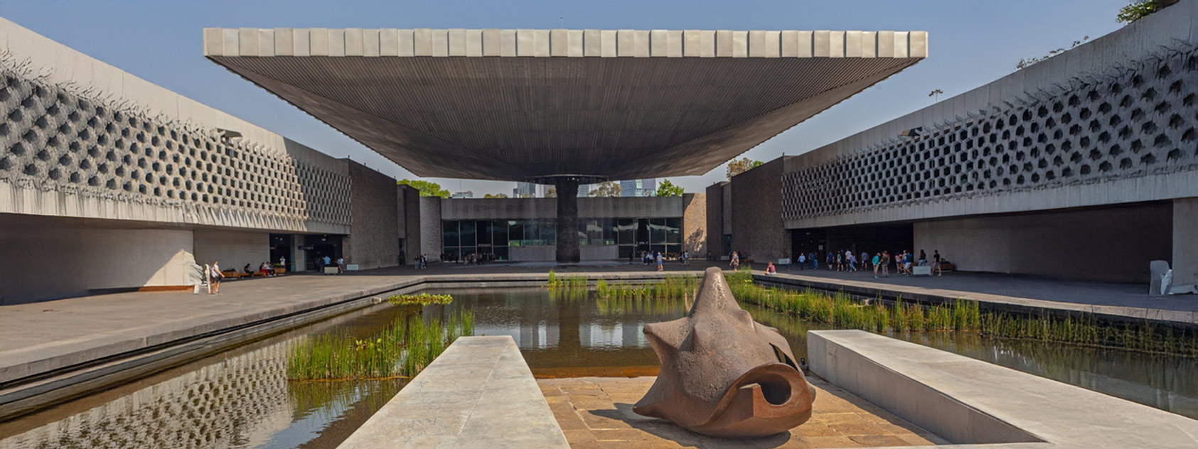 A stunning view of the National Museum of Anthropology in Mexico City, showcasing Mexico's rich cultural history and pre-Hispanic artifacts